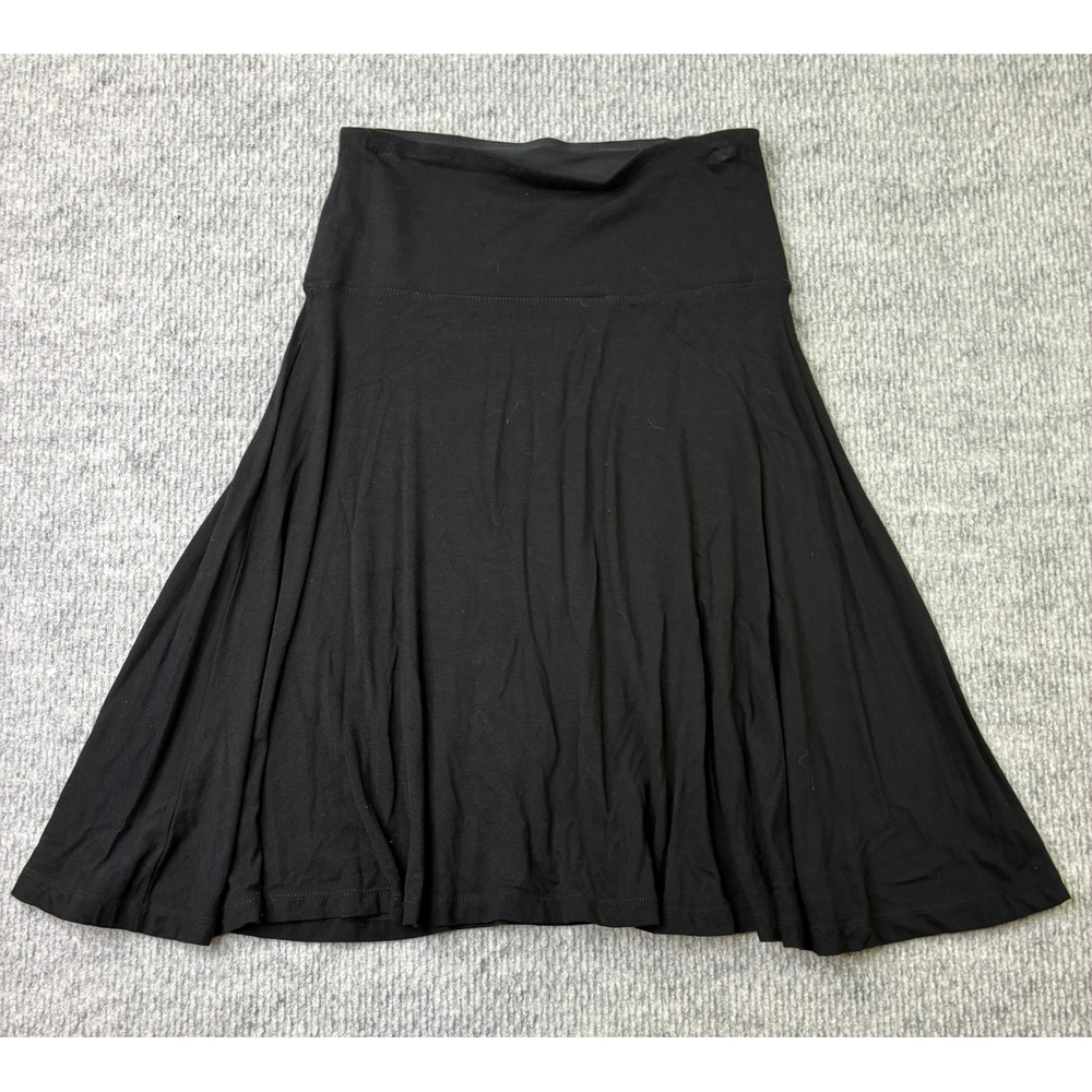 Ruby Ribbon Black Foldover Waist A-Line Flare Midi Skirt Size Medium M Style 007